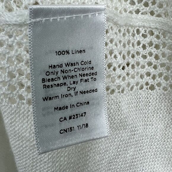 Talbots White 100% Linen Open Front Cardigan Sweater Size XL Lightweight - Picture 10 of 10